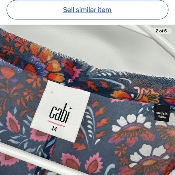Cabi Lindsey Tank Navy Multi Color Floral Raw Hem Tank #5391 - Size M - Picture 3 of 5